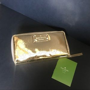 Kate Spade NWT Metro Spade Metallic Gold Wallet